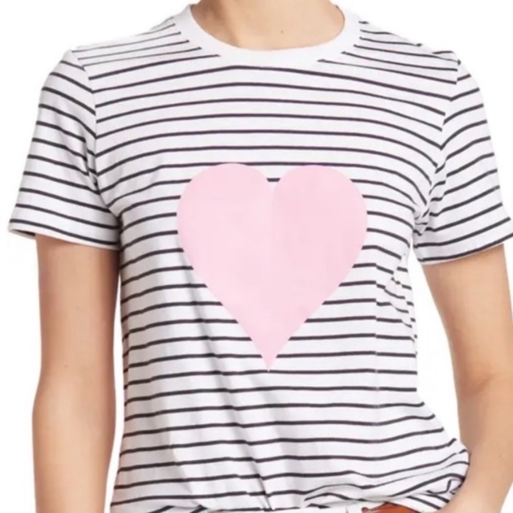 French Connection Striped Heart Tee Medium